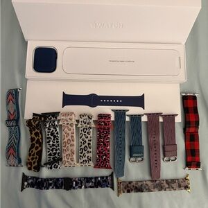 Apple Series 6 Blue Watch with charger and 12 watch bands included